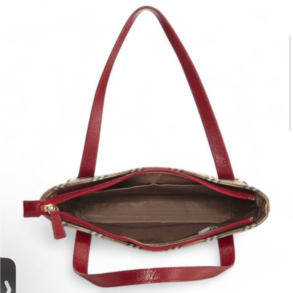 Very Clean Vintage Burberry Red Haymarket Bag - Picture 8 of 8